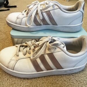 Adidas Women's White and Pink Sneakers